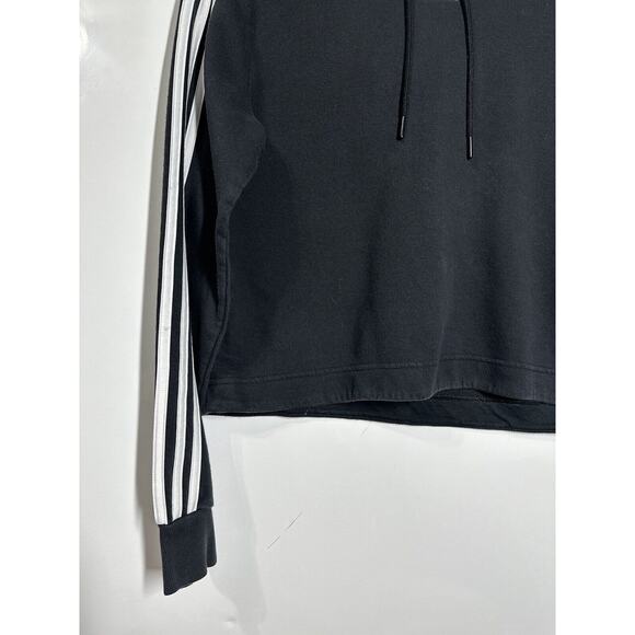Adidas Essentials 3-Sripes French Terry Crop Hoodie - Womens Medium - Black EUC - Picture 4 of 10
